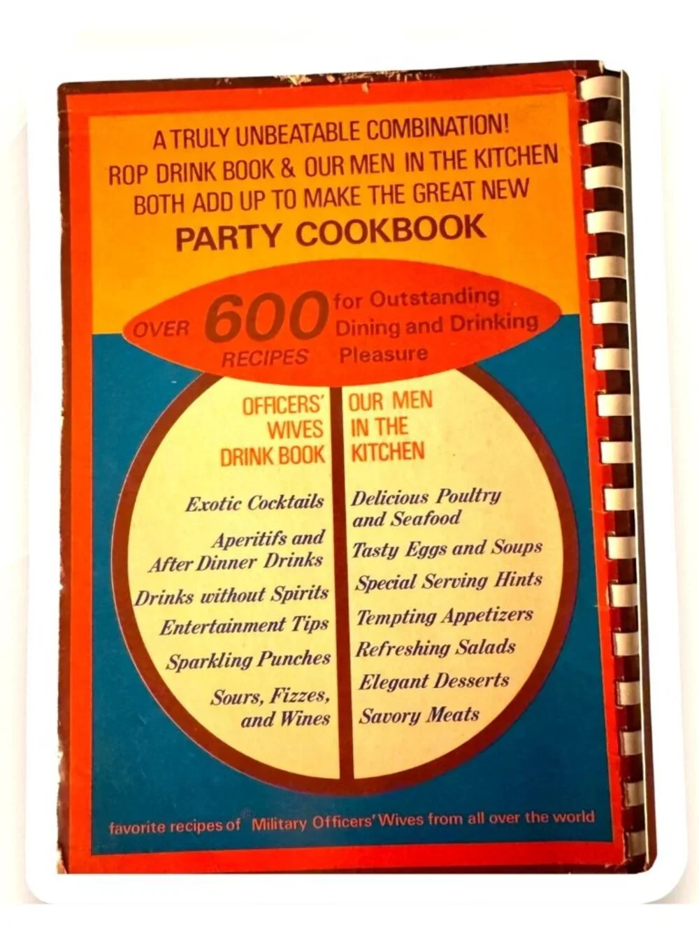 1973 Recipes On Parade Party Cookbook Military Officers Wives Spiral Bound